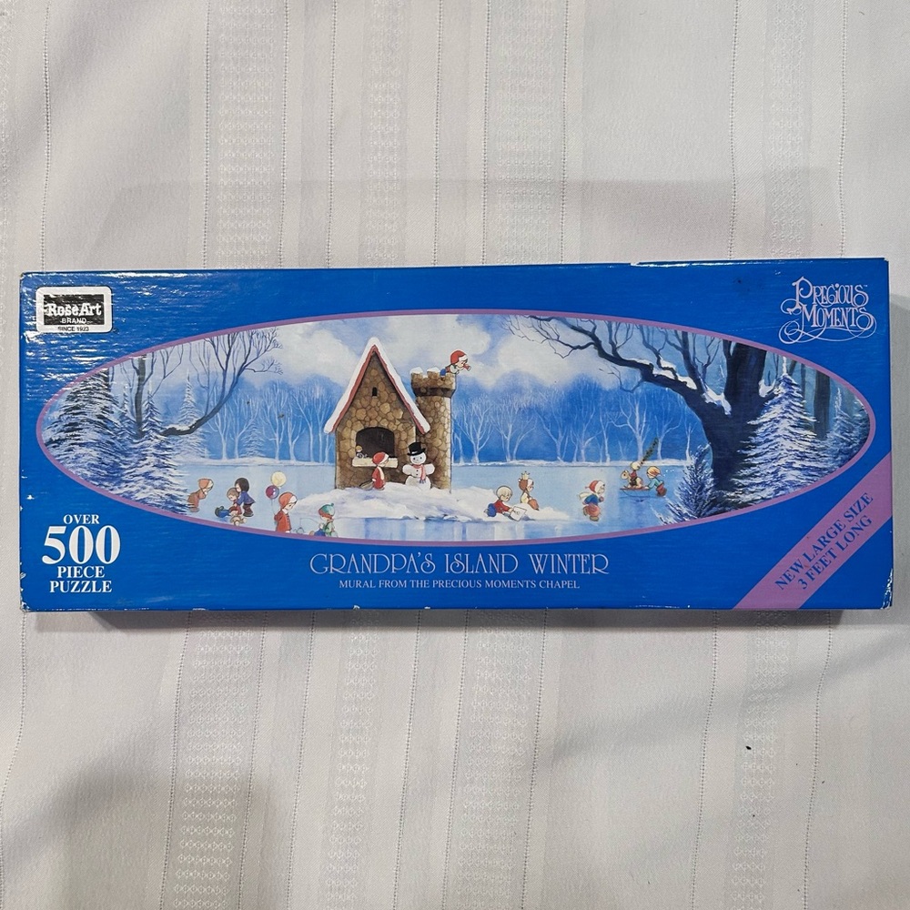 Precious Moments puzzle VINTAGE 1995 Grandpa’s Island Winter NEW unopened 500 pc